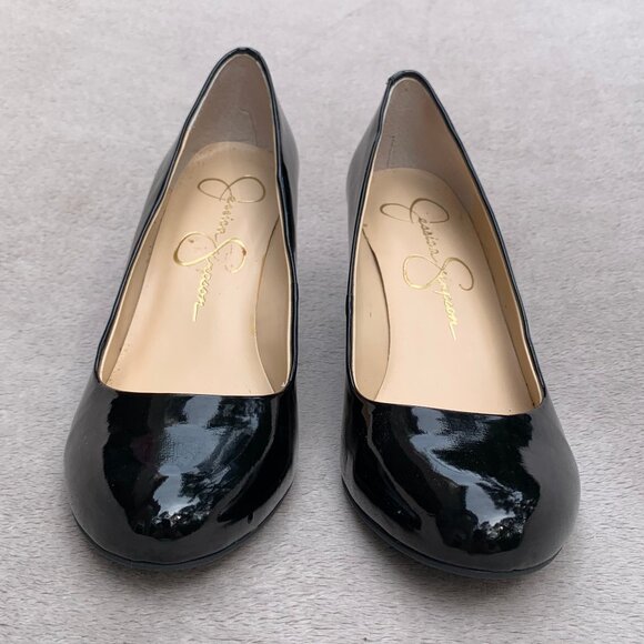 Jessica Simpson Faux Patent Leather Wedge Heels Sz 8.5 - Picture 6 of 14
